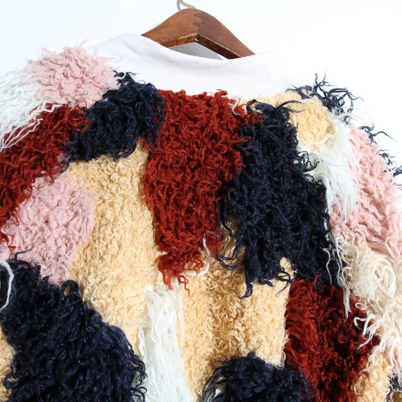 Nico Nico Spirit Faux Fur Bomber Jacket Multi Shaggy Full Zip Size Medium - Picture 9 of 16